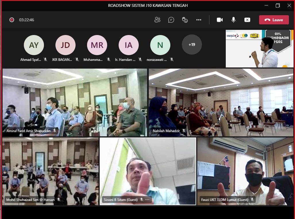 J10Jkr's tweet photo. 22 Oktober 2021: J10 Roadshow Zon Tengah telah berlangsung secara bersemuka dan atas talian melalui Platform Microsoft TEAMS. Sesi ini telah dihadiri oleh pegawai-pegawai JKR dari empat (4) negeri iaitu Selangor, Kuala Lumpur, Putrajaya dan Perak.Terima kasih kepada yang terlibat https://t.co/wZVI71goPe