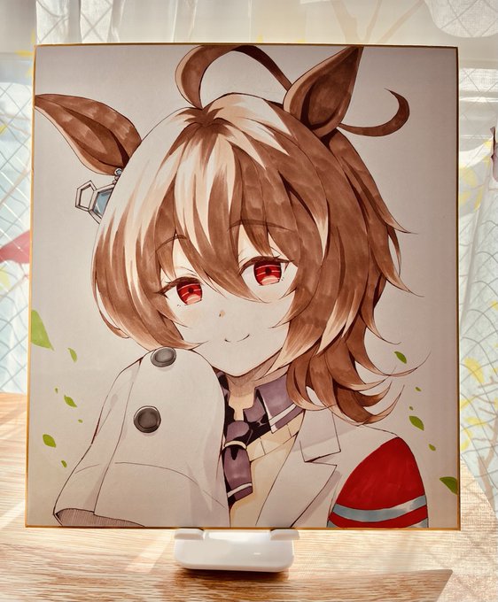 タキオンの色紙できた～色塗り楽しかった 