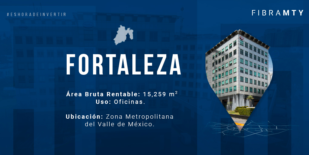 fibra_mty's tweet photo. El edificio Fortaleza es un inmueble que cuenta con más de 15 mil m2 de oficinas, que concentra cinco empresas de los sectores de consumo e informática. 

#EsHoraDeInvertir en nuestro #PortafolioFIBRAMTY
🌐 https://t.co/nTarjWMniK https://t.co/uZhFBq4AMc