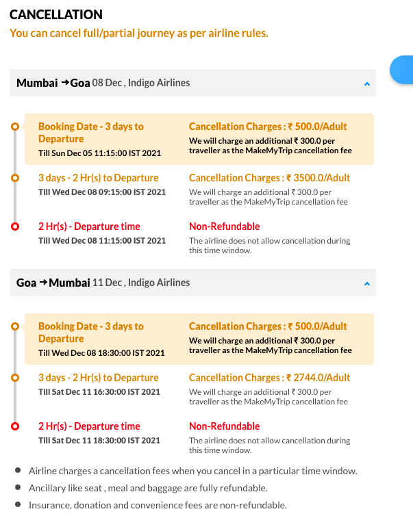 MariskaLobo's tweet photo. Paid a premium to buy Flexi Plus flight tickets on @makemytrip but little did I know that 'Convenience fee' and 'MMT cancellation charges' will cost me more than the airline cancellation charges. https://t.co/qolzedf0J5