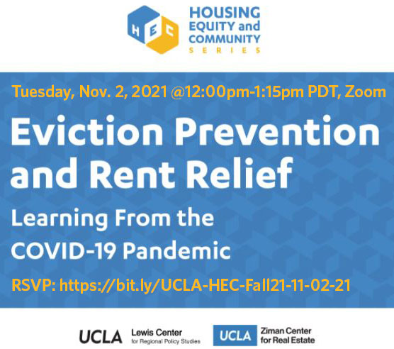 UCLAZimanCenter's tweet photo. Join @UCLALewisCenter, Ziman Center,  @HousingNowCA's Francisco Duenas, @LAFamilyHousing's Stephanie Klasky-Gamer &amp; @HCIDLA's Ann Sewill as they discuss lessons learned from CA’s response to threat of evictions &amp; housing instability. How can we do better? https://t.co/U8JgrnvCRk https://t.co/T30jOZDvY7
