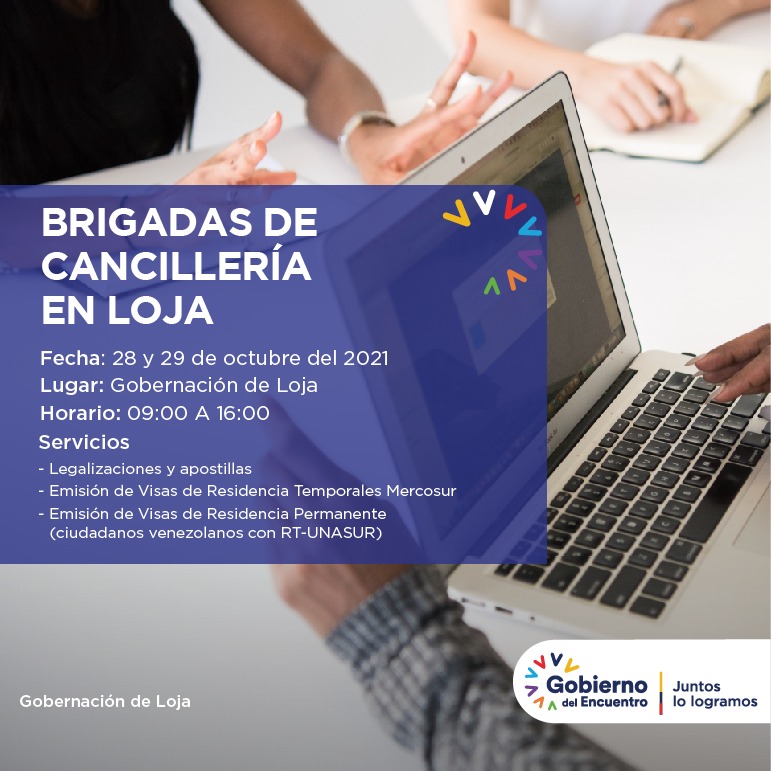 🔊¡Noticia importante!🔊

👉 <a href="/CancilleriaEcZ7/">Cancilleria Ec Zona7</a> ofrecerá sus servicios móviles en #Loja.

🗓 28 y 29 de octubre 2021
🕘 09h00 a 16h00
📍 Instalaciones de la #GoberLoja

#JuntosLoLogramos