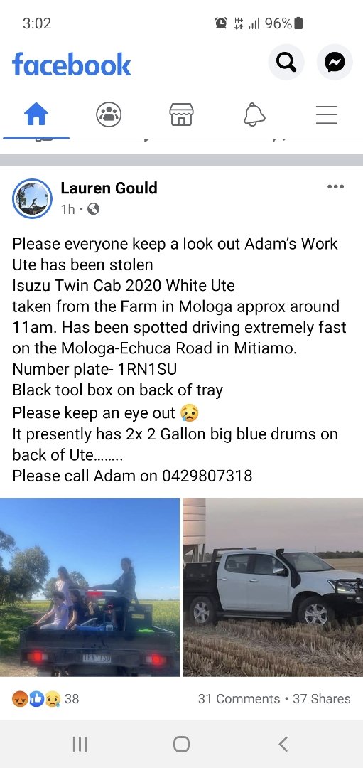 Adamtwigg1's tweet photo. Hey guys. Mate has had his work ute pinched today, so if you could keep an eye out would be appreciated. https://t.co/7C5zWKt5yQ