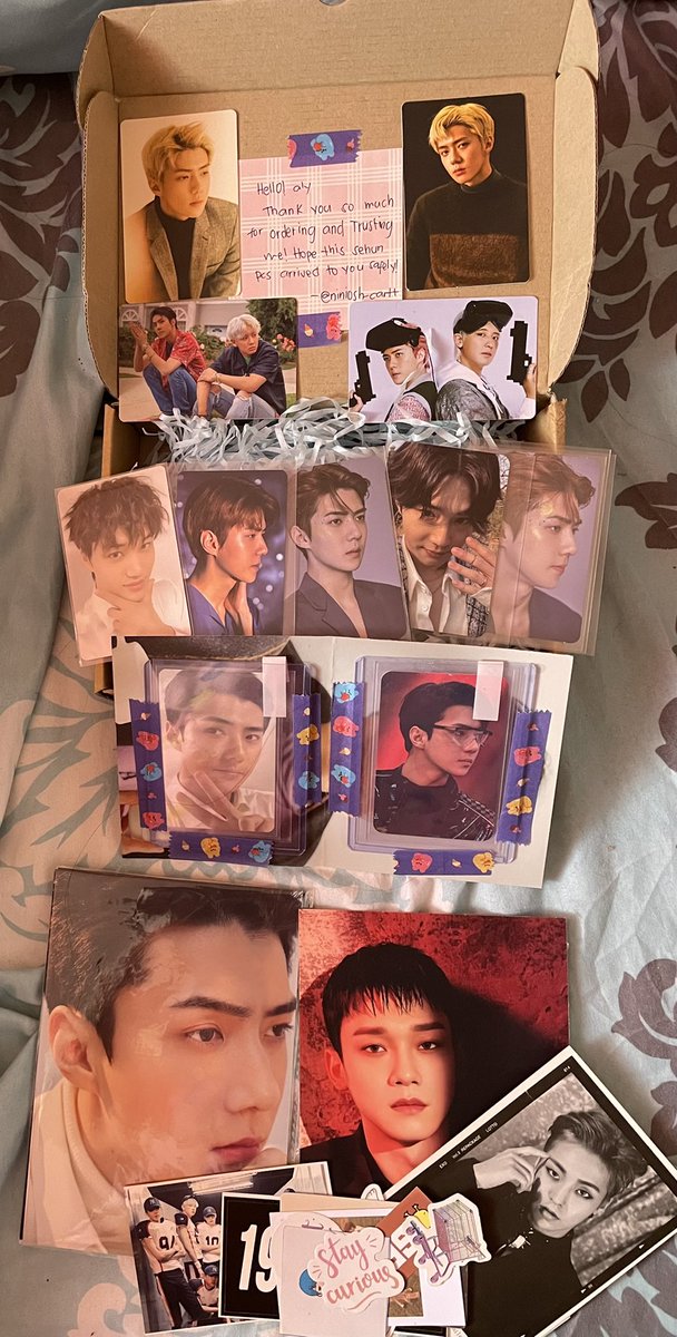 wrongftzigi's tweet photo. my sehun, sechan, kai, and suho pcs are home😍😍 thank you so much @niniosh_cartt💗 it was nice transacting with you😌 ty as well for packing them well🥰
#ty_nini https://t.co/VzOIZH0JdU
