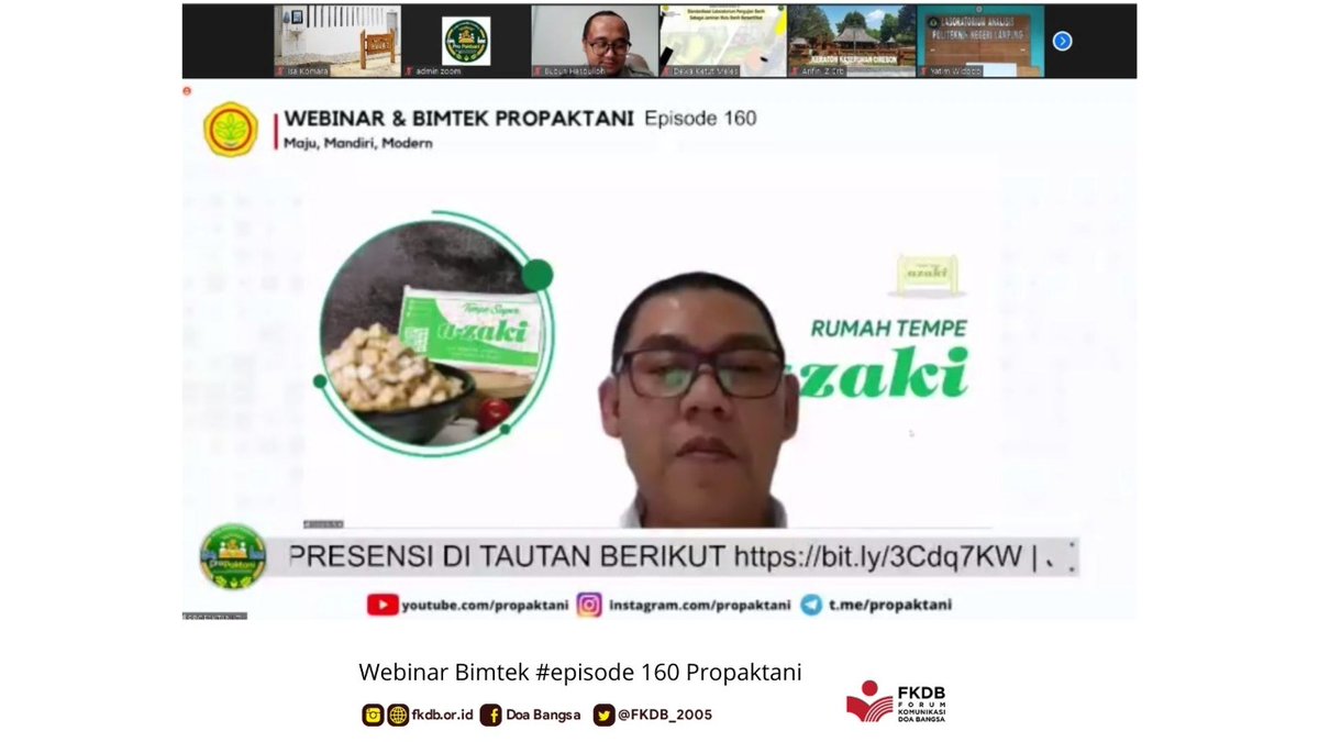 FKDB_2005's tweet photo. Ketua FKDB, Cucup Ruhiyat, S.E. yang juga selaku pemilik Rumah Tempe Azaki Bogor menjadi narasumber dalam acara Webinar Bimtek Propaktani (Program Pengembangan Kawasan Tanaman Pangan Berbasis Korporasi) Maju, Mandiri, Modern, yang diselenggarakan oleh Kementerian Pertanian https://t.co/AxKNVKU5Jf