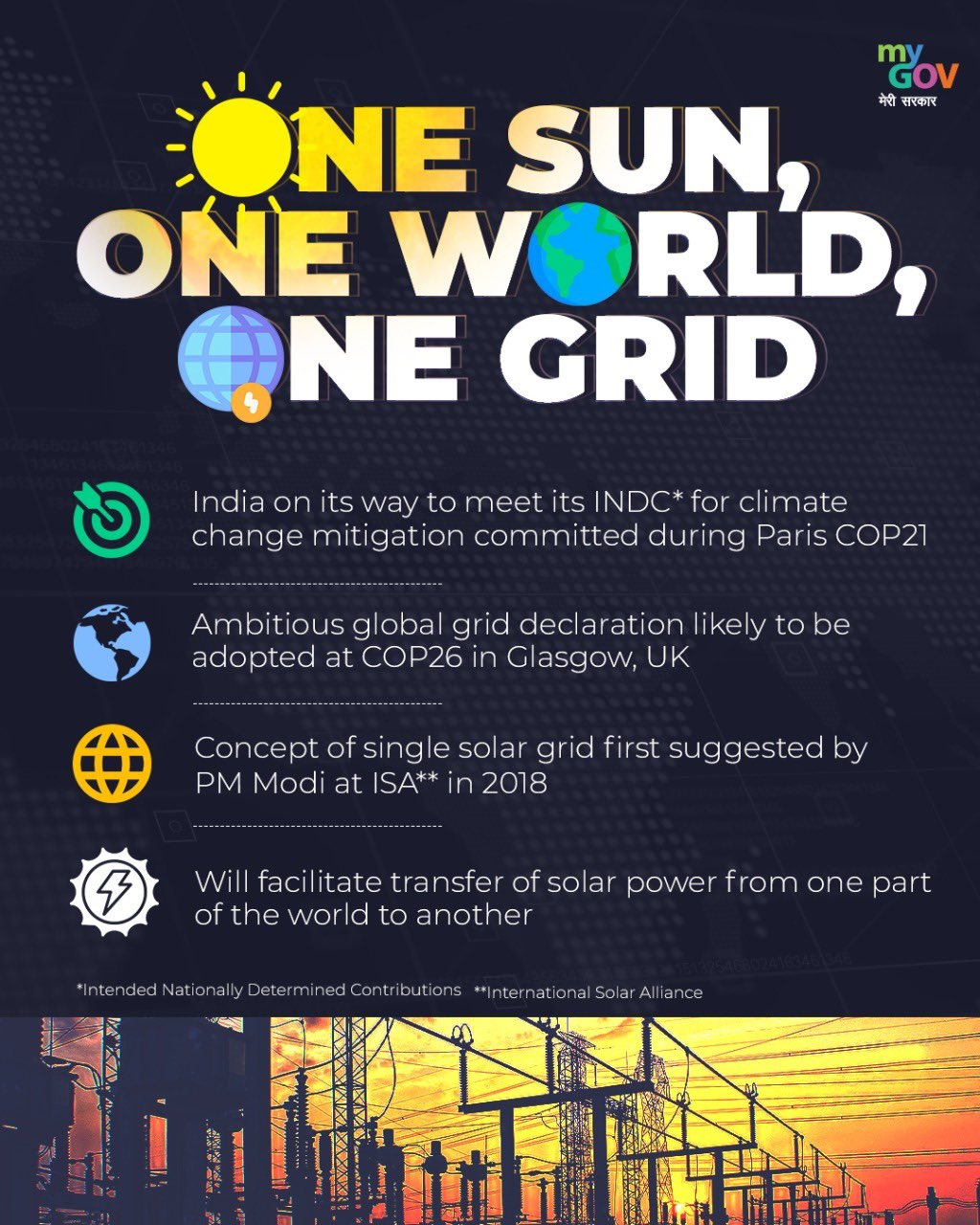 Mygovindia One Sun One World One Grid To Power Solar Renewable Energy Like Never Before Transformingindia T Co A1ygvpv6cs Twitter
