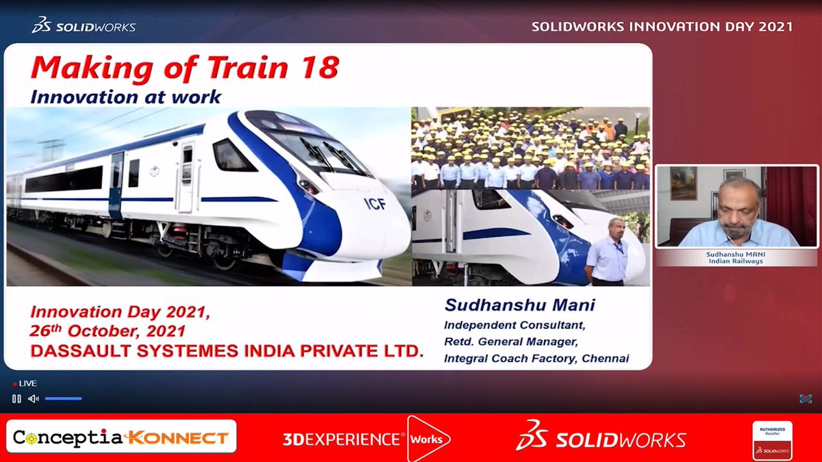 CK_SolidWorks's tweet photo. Mr. Sudhanshu Mani, Team Leader - Independent Consultant, Retd. GM - /CF, Indian Railways is the Keynote speaker for #SOLIDWORKS Innovation Day 2021

#SWX2022 #3DEXPERIENCEWorks #InnovationDay  #3DSIndia #SOLIDWORKSLaunch #SOLIDWORKS2022 @3DsIndia @SOLIDWORKSIndia https://t.co/bgvYsnIUm1