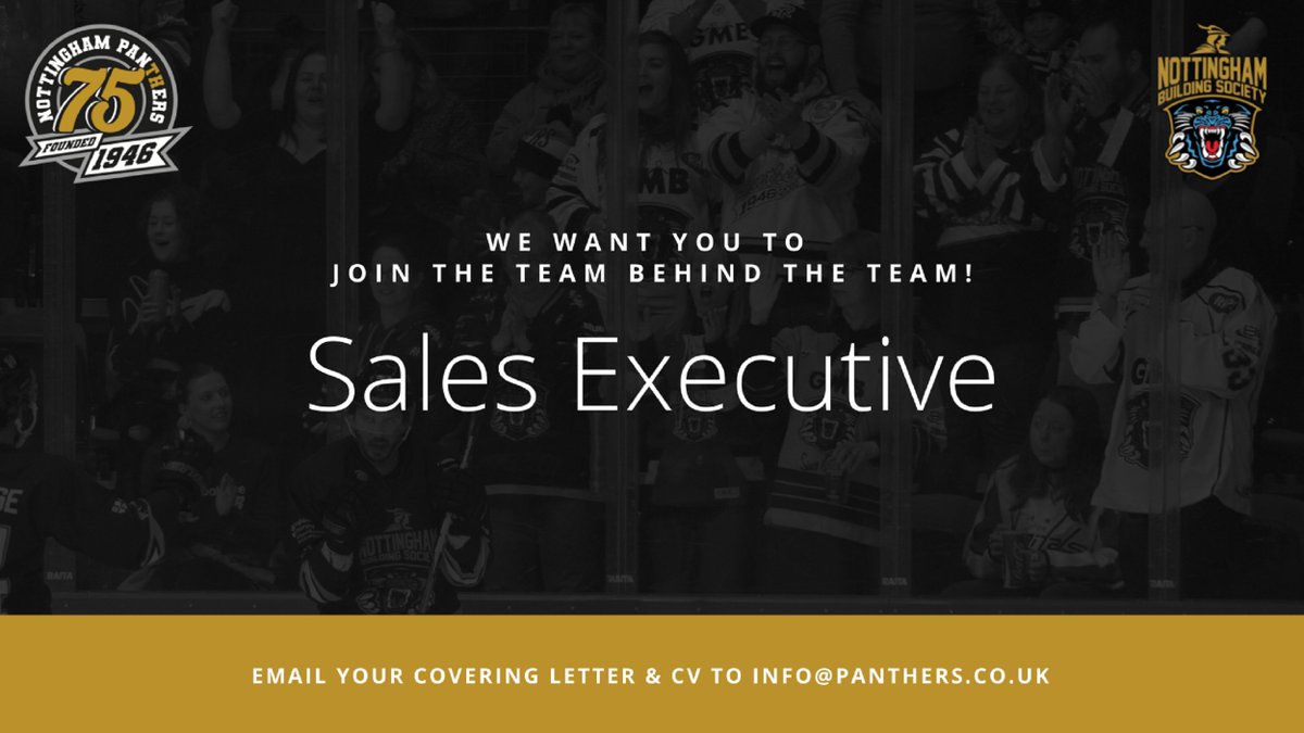 Join the team behind the team! 😼

An exciting opportunity has arisen for a “Sales Executive” to join The Nottingham Panthers Ice Hockey Club.

More info: bit.ly/2ZmDiLn