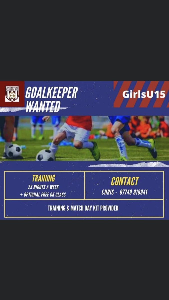 We are looking for a goalkeeper to join our team (born 2006, 2007 or 2008). If you are looking for a new challenge, or try something completely new, then get in contact. 2 training sessions a week and a free optional goalkeeper only session.  Training and match kits supplied.