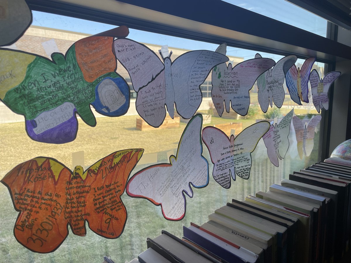 mil_fertitta's tweet photo. Unit 2: What can we learn from the past? 
Students kick started our unit by reading and analyzing literature and art from adolescent victims of the Holocaust. Thank you @ButterflyPJCT for this unique and impactful learning experience! @FISD_PearsonMS #patriotstrong #patriotpeople https://t.co/CAqBuq0j8b