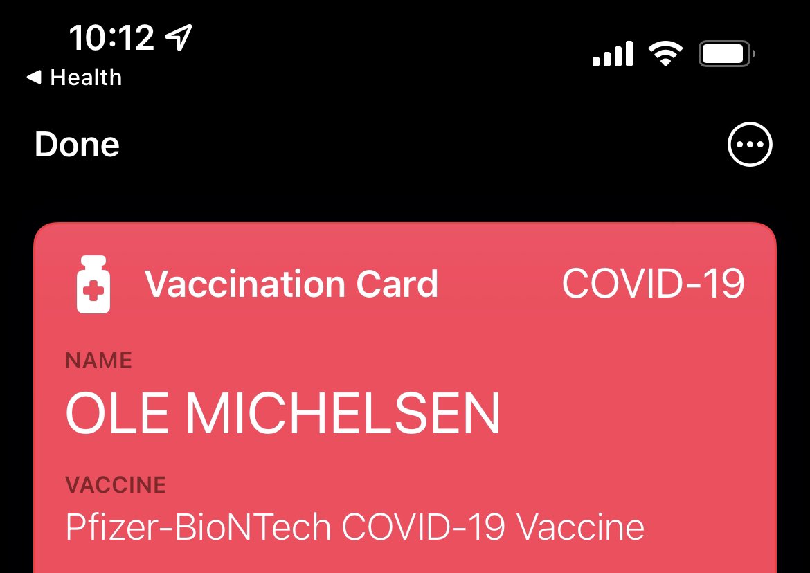 omichelsen's tweet photo. Got my vaccine record in my iOS wallet now. Makes it much easier to find when going to a restaurant! https://t.co/sCizhKYT8E