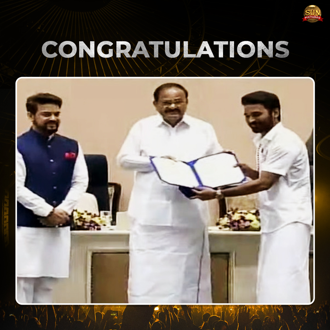 sunpictures's tweet photo. Congratulations @dhanushkraja, @VijaySethuOffl &amp;  @immancomposer for receiving the prestigious #NationalAward. https://t.co/xlEyfGdNZc