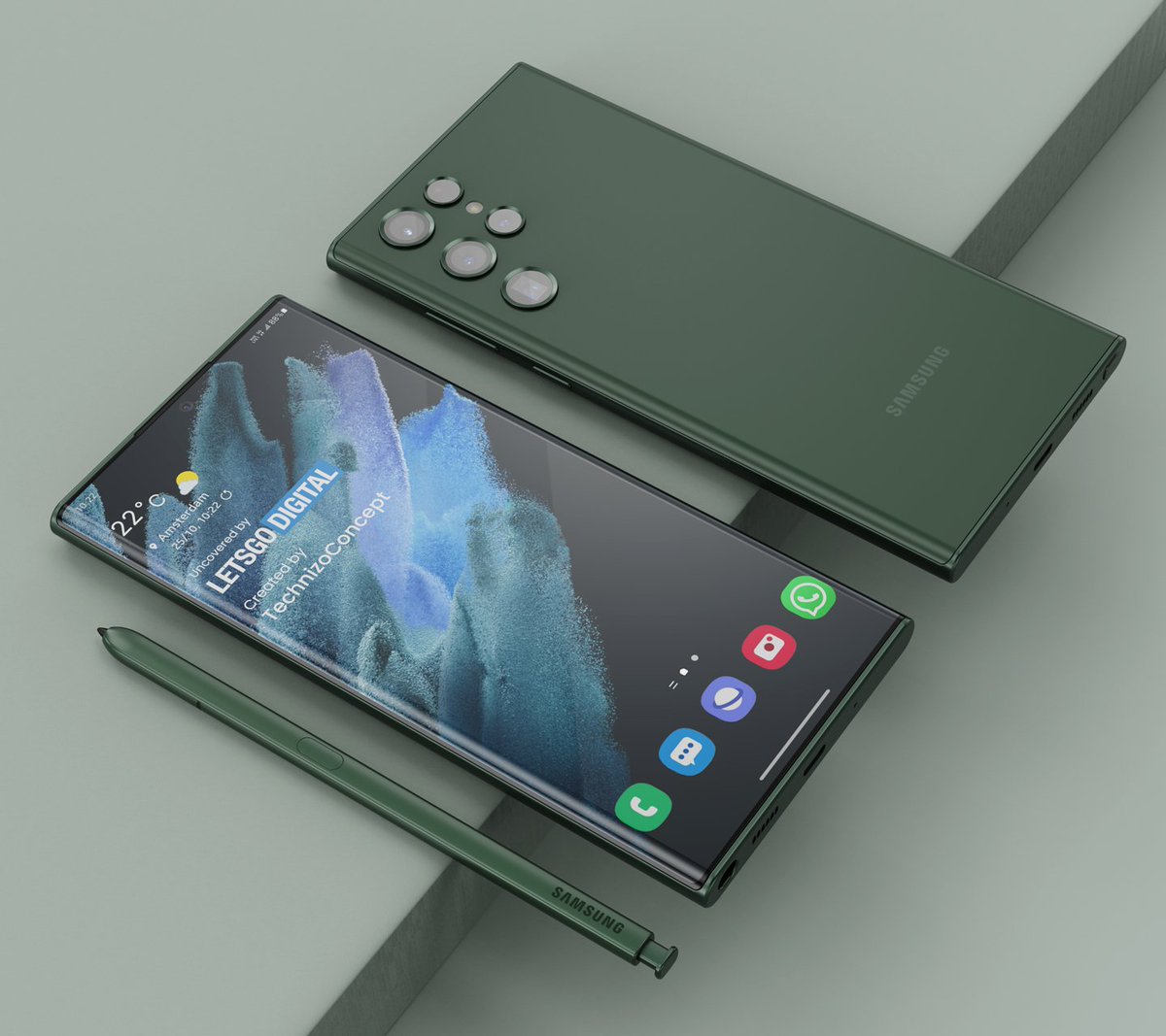 T002143's tweet photo. #Samsung @SamsungMobile #Galaxy
#GalaxyS22Ultra #leaks under-Display Camera and Rear Camera Are Suparated #leaked upcoming Small Narrow Bezel #Colors Green and Red or Black https://t.co/ruN52jP7bz