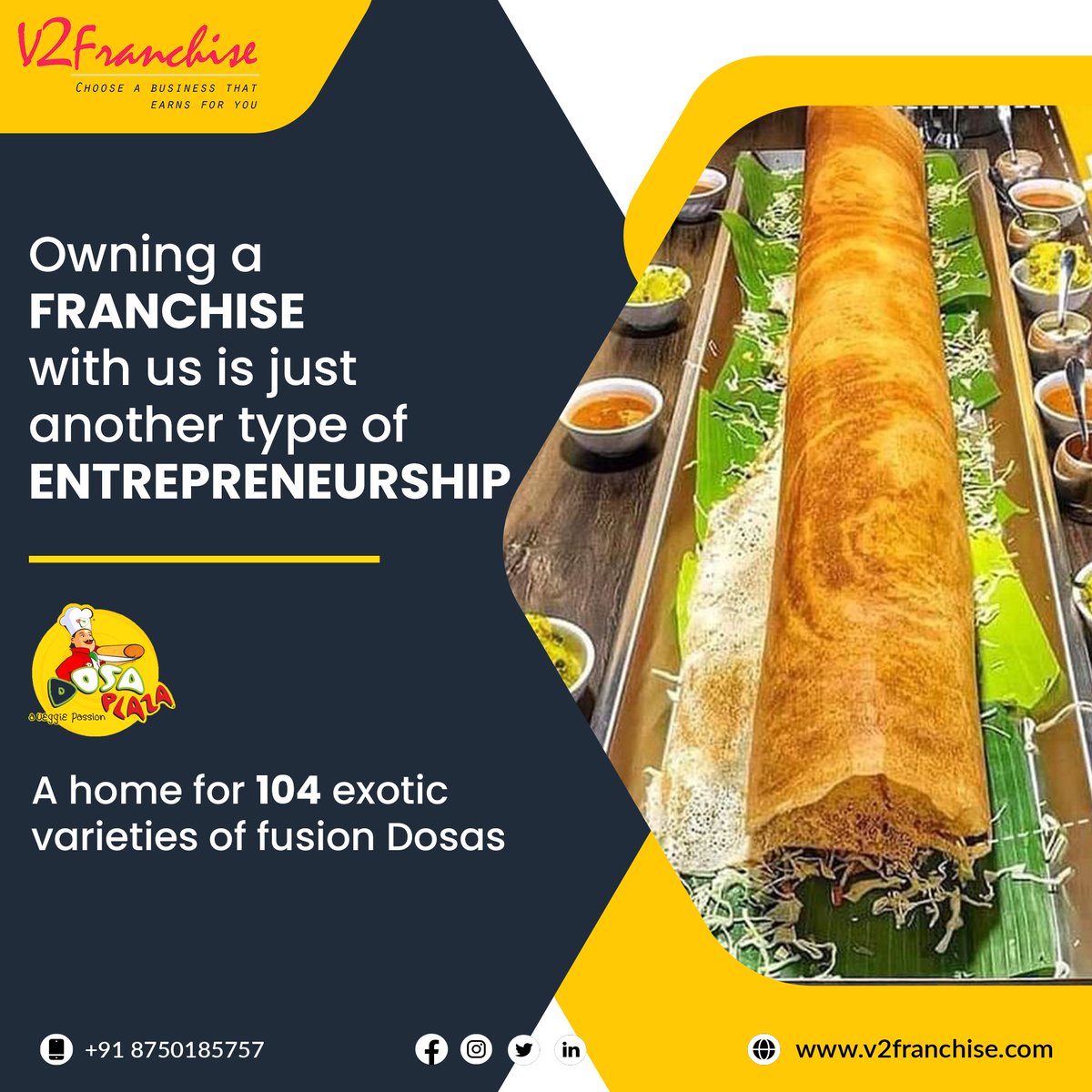 v2franchise's tweet photo. We are happy to announce that we have added one more #franchise to our list!
If you looking for a franchise of any of the famous brands contact us...
+91-8750185757
Go to the newly launched #DosaPlaza outlet!
#v2franchise #FranchiseBusiness #owningafranchise #enterpreneurship https://t.co/xDKxrGrpI1