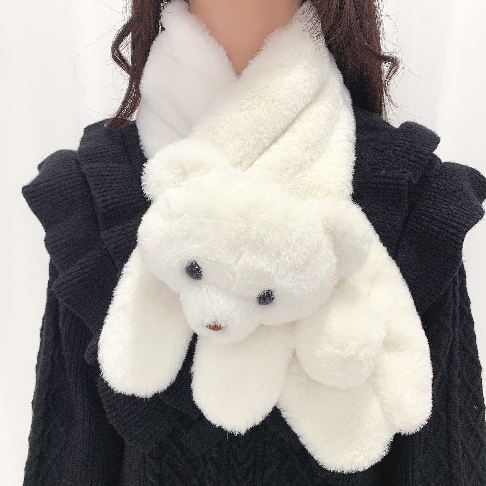 ウサギ　ホワイトマフラー　ハニーシナモン　honey cinnamon 白 ウサギ ホワイトマフラー ハニーシナモン honey cinnamon 白 シナモン