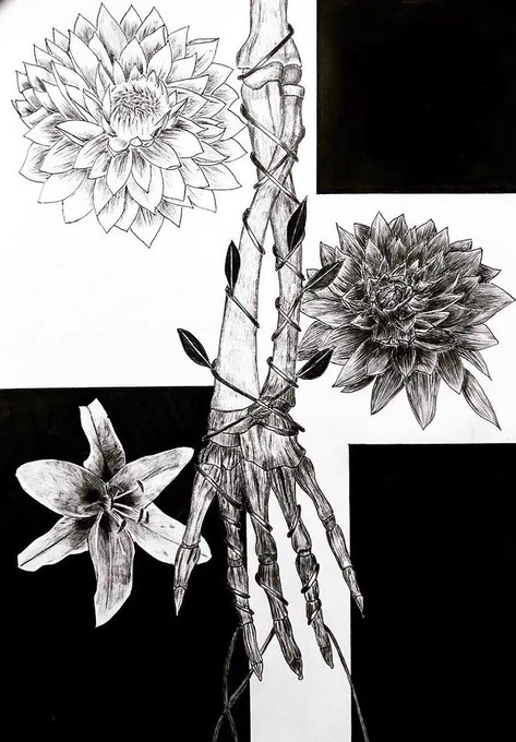 ボールペンで描いた花と骨

#イラスト 
#絵描きさんと繋がりたい 