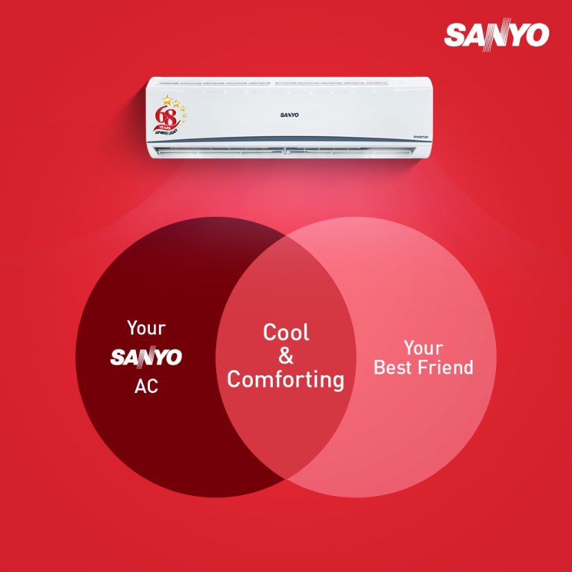 Looks like Sanyo AC qualifies as your stay-at home bestfriend!

#Sanyo #technology #inverterAC #SplitAC #chilling #saving #autumn #autumn2021 #cooling