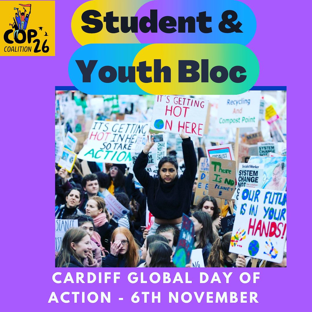 Climate Justice Coalition Cymru (@cardiffcop26) on Twitter photo 📣 CALLING ALL STUDENTS AND YOUNG PEOPLE
🚩JOIN US IN THE FIGHT FOR CLIMATE JUSTICE : SAT 6TH NOVEMBER at 12 noon. March from City Hall ➡️ Senedd @COP26_Coalition
🗣WE NEED YOU <a href="/cardiffstudents/">Cardiff Students' Union</a> <a href="/NUSWalesPres/">Deio Owen UCM</a> <a href="/NUSWales/">NUS Wales | UCM Cymru 🏴</a> <a href="/CardiffYC/">Cardiff Youth Council</a> <a href="/cardiffmet/">Cardiff Metropolitan University</a> <a href="/CardiffMetSU/">Cardiff Met SU</a> <a href="/EcoSchoolsWales/">Eco-Schools Wales</a> <a href="/Urdd/">Urdd Gobaith Cymru</a> 📣 CALLING ALL STUDENTS AND YOUNG PEOPLE
🚩JOIN US IN THE FIGHT FOR CLIMATE JUSTICE : SAT 6TH NOVEMBER at 12 noon. March from City Hall ➡️ Senedd @COP26_Coalition
🗣WE NEED YOU <a href="/cardiffstudents/">Cardiff Students' Union</a> <a href="/NUSWalesPres/">Deio Owen UCM</a> <a href="/NUSWales/">NUS Wales | UCM Cymru 🏴</a> <a href="/CardiffYC/">Cardiff Youth Council</a> <a href="/cardiffmet/">Cardiff Metropolitan University</a> <a href="/CardiffMetSU/">Cardiff Met SU</a> <a href="/EcoSchoolsWales/">Eco-Schools Wales</a> <a href="/Urdd/">Urdd Gobaith Cymru</a>