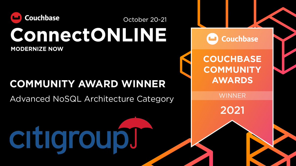 Congrats to #Citi on winning in this years' Advanced #NoSQL Architectures Category at #CBConnect!