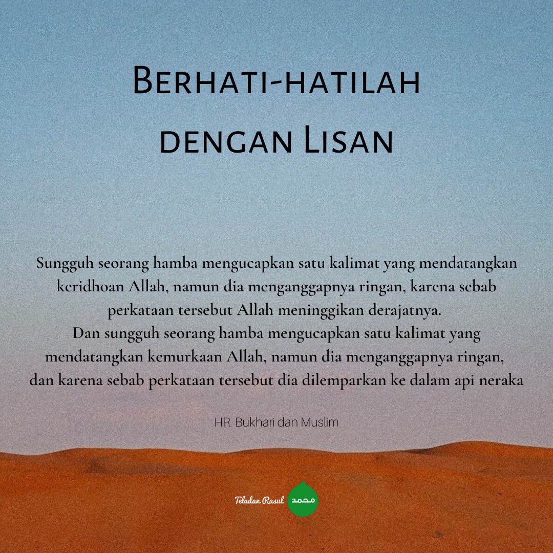 TeladanRasul's tweet photo. Yaa Rabb, bantu kami menjaga lisan kami #TeladanRasul #jagaLisan https://t.co/ghq2l9O7wF