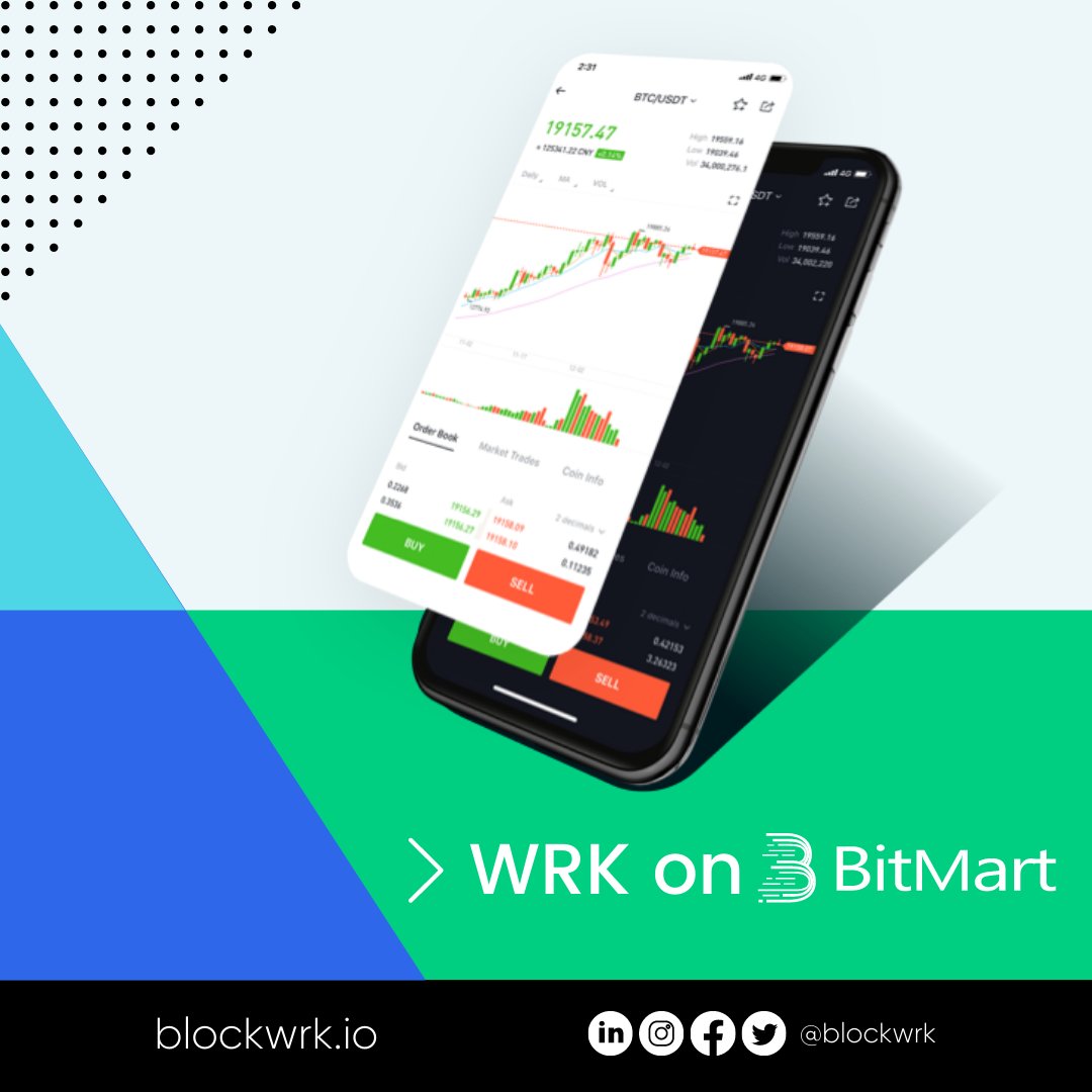 BlockWrk's tweet photo. Did you know that you can buy the #WRK token on @Bitmart? Our revolutionary workplace compensation platform rewards employees with the WRK #Token and you can get it now. #Coin #BlockWRK https://t.co/Yc7QUIlcVZ