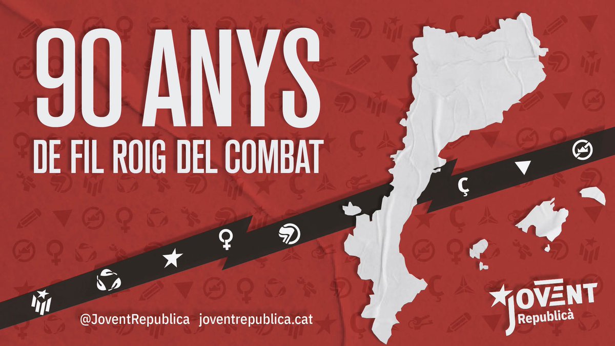 JoventRepublica's tweet photo. Avui estem d'aniversari! 🎂🥳

El 26 d'octubre de 1931 va néixer la nostra organització 💪

👉 90 anys més tard, seguim teixint el fil roig del combat amb milers de joves independentistes arreu dels Països Catalans! #90AnysFilRoig https://t.co/SoAuwNMulE
