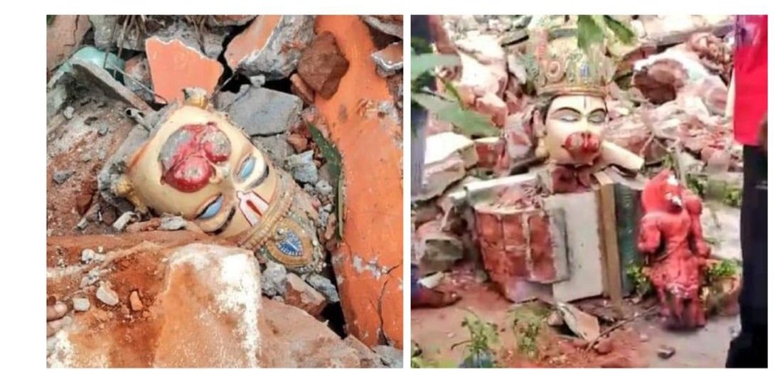 patharudu's tweet photo. In past, Anti-Hindu criminals (Still roaming freely) in Andhra Pradesh vandalised Idols & busts in temples.
Now, the Evangelist CM @ysjagan & his Cohorts have legitimised the #TempleDestructionInAP
BJP Strongly protests destruction of Neelamani Durga Devi Mandir in #PathaPatnam https://t.co/8ULQLSmp33