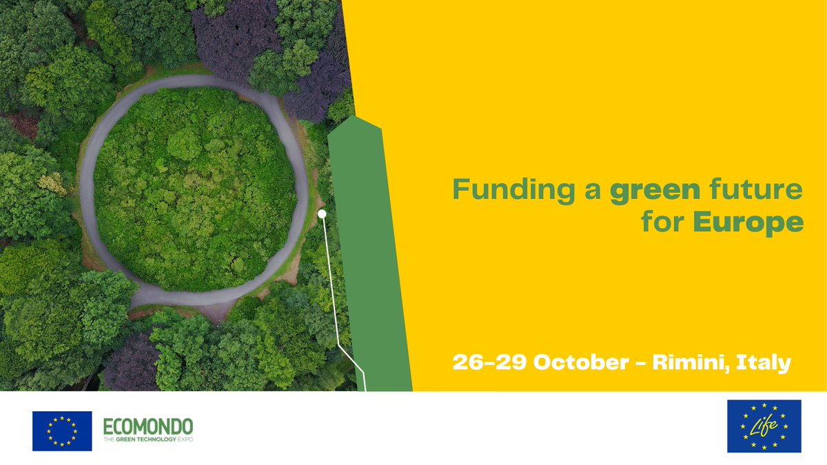 LIFEProgramme's tweet photo. #Ecomondo2021 starts today &amp; we're here! 🇮🇹
 
👋Come visit our #LIFEprojects at @cinea_eu's stand
♻️Follow our thematic session on #circulareconomy
👥Sign-up for One-to-EU meetings to learn about funding options
 
➕ about the #LIFEprogramme @Ecomondo 👉 https://t.co/yhaPQwIzPp https://t.co/EpGbjgrA4h