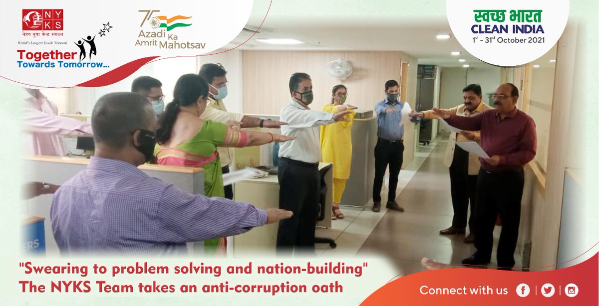 MYBharatHQ's tweet photo. Beginning the day with a pledge to honesty, commitment and selfless service to the nation: Our Team swears to anti-corruption! 

#TuesdayMotivation #AntiCorruption #NationAgainstCorruption https://t.co/JOmeo5e3fy