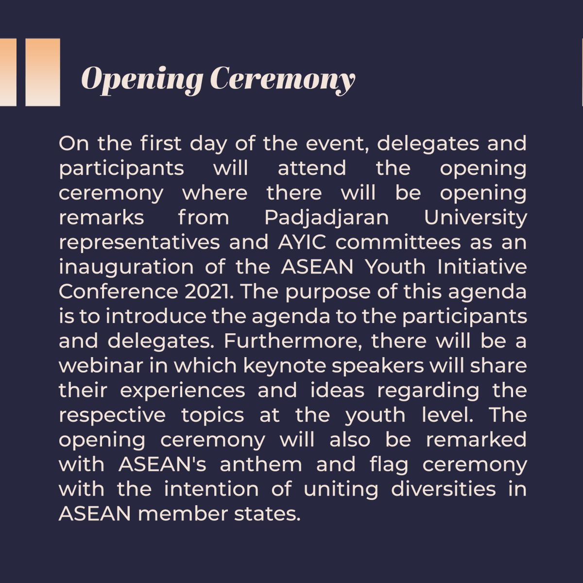 The_AYIC's tweet photo. The main event is getting closer! Are you curious about our schedule? Here is the schedule for the whole four days main events! For additional information, the whole clock time is GMT+7. So, please don't forget to match your time zone with your area. See you soon delegates! (1/5) https://t.co/gTtTj1kkIg
