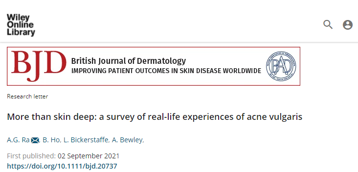 New paper 'More than skin deep: a survey of real-life experiences of acne vulgaris' out now in <a href="/BrJDermatol/">BJD</a> based on a <a href="/BSFcharity/">British Skin Foundation</a> acne survey buff.ly/3nwqN80

Big thanks to Dr Amelle Ra @amelle127, Dr Bernard Ho @DocBHo, Dr Antony Bewley &amp; Lisa Bickerstaffe <a href="/LisaJBick/">Lisa Bickerstaffe</a>.