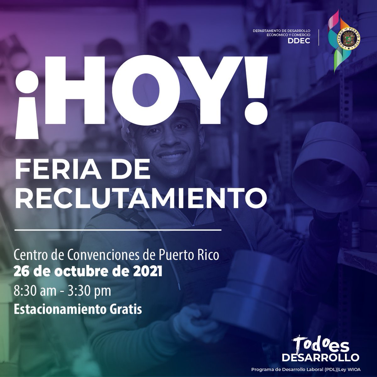 BGCPR's tweet photo. ¡Te esperamos hoy en la Feria Reclutamiento del Programa de Desarrollo Laboral del @DDECPR!
📍 Centro de Convenciones de Puerto Rico
⏱ 8:30 a.m. - 3:30 p.m.
#BGCPR #UnGranFuturo #desarrolloPR https://t.co/lyYpa7F52o