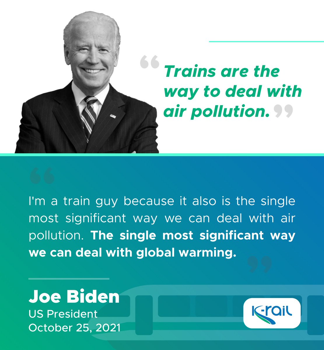 US President #JoeBiden in the lecture of his Build Back Better infrastructure agenda in New Jersey on October 25, 2021, said that train transport is the future as it would bring down pollution and is a significant way to deal with the rising global warming.