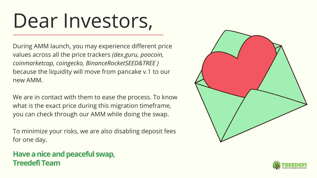 ✉️ Open Letter to our dearest, Treehuggers! ✉️

Please find time to read our short love letter to all of you! 💚

Please stay safe everyone and have a great week ahead! 🌲

#BinanceSmartChain #AMM #BSC #NFTrees