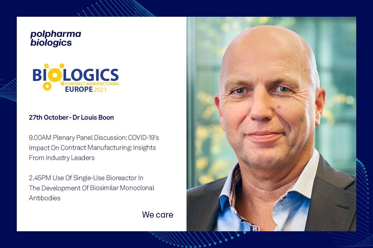 Dr Louis Boon at the Biologics Contract Manufacturing Europe conference 27th October:

9.00AM Plenary Panel: COVID-19's Impact On Contract Manufacturing

2.45PM Use Of Single-Use Bioreactor In The Development Of Biosimilar Monoclonal Antibodies

lnkd.in/drFxMtxF