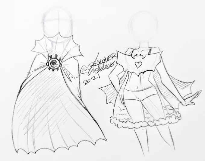 I'm tired
Here are a couple spooky fashion doodles 
