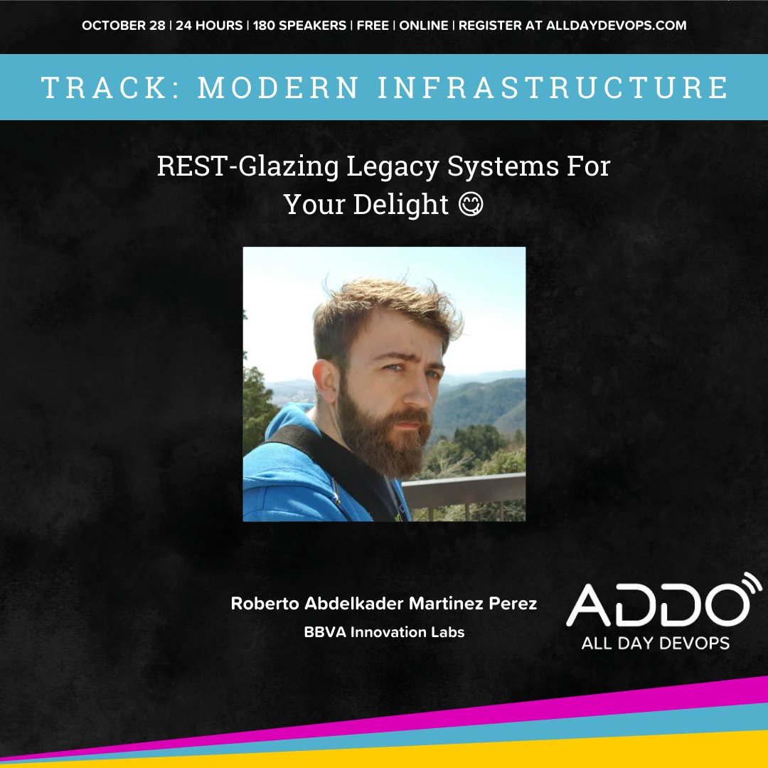 nilp0inter's tweet photo. On Thursday 28th I will talk at @AllDayDevOps about legacy systems and how to improve them with modern tooling.

Join my session at 11:00 (CEST)
 #AllDayDevOps #2021ADDO #Kapow https://t.co/7hVfIlNb1B