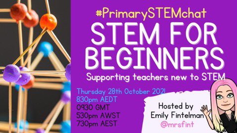 Join us & @mrsfint for #PrimarySTEMChat this Thursday to talk ‘STEM for Beginners’ - supporting teachers new to STEM! 😎 @dmsroy @teachspresso @ImagineerSTEAM @rbwatman @thammerlund @carlyandadam @CatRoyans @lucasjedu @Jonwoodscience @JasonM_2 @DJoneseducator @SciGalNielsen