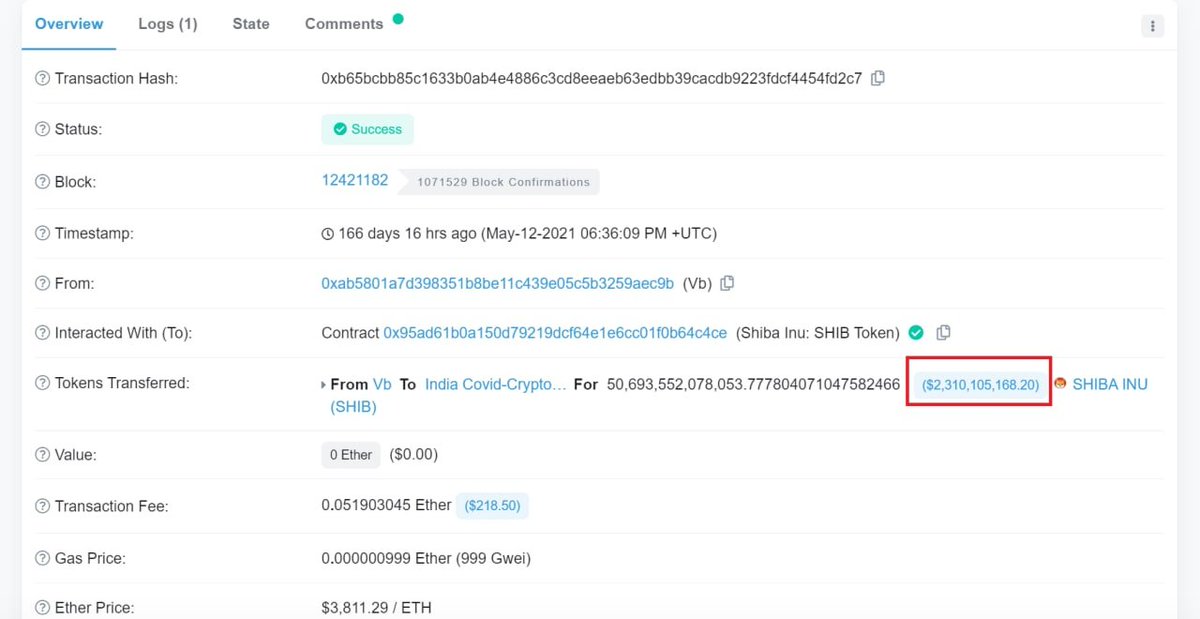 D33pakGoyal's tweet photo. It is worth 2.3bn usd today😅

Even after biggest donation price only up. I think @wintermute_t and @sandeepnailwal have liquidated all the tokens without affecting price. In fact this only helped in more PR coverage thus price also pumped. https://t.co/CQJSEWcjD6
