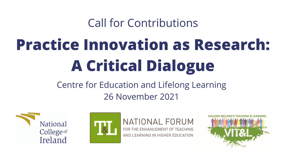 NCILT's tweet photo. Calling higher education practitioners - come share your practice innovations with us at our upcoming #NFVITAL @ForumTL @NCIRL event ‘Practice Innovation as Research: A Critical Dialogue’ 26 November? Get in touch at https://t.co/IDKLX0wJiJ https://t.co/YSERIKAXwO