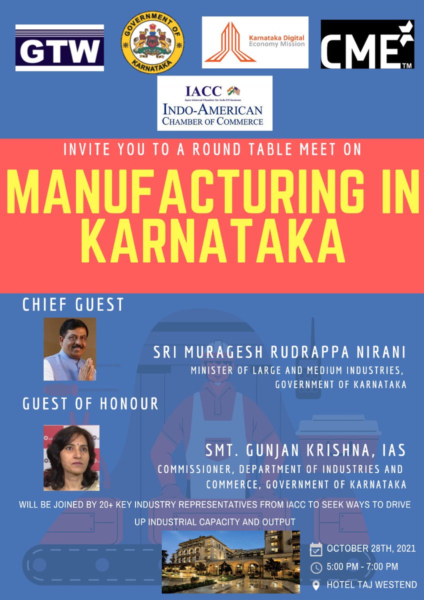 karnatakadem's tweet photo. Seek ways to drive up industrial capacity and output
Be a part of the Round Table Meet on Manufacture in Karnataka
@NiraniMurugesh @CommIndustries
#economicgrowth #digitalindian #madeinindia #industry #KDEM #Karnataka #IACCKarnataka #roundtablemeet https://t.co/GeaubBaOe5
