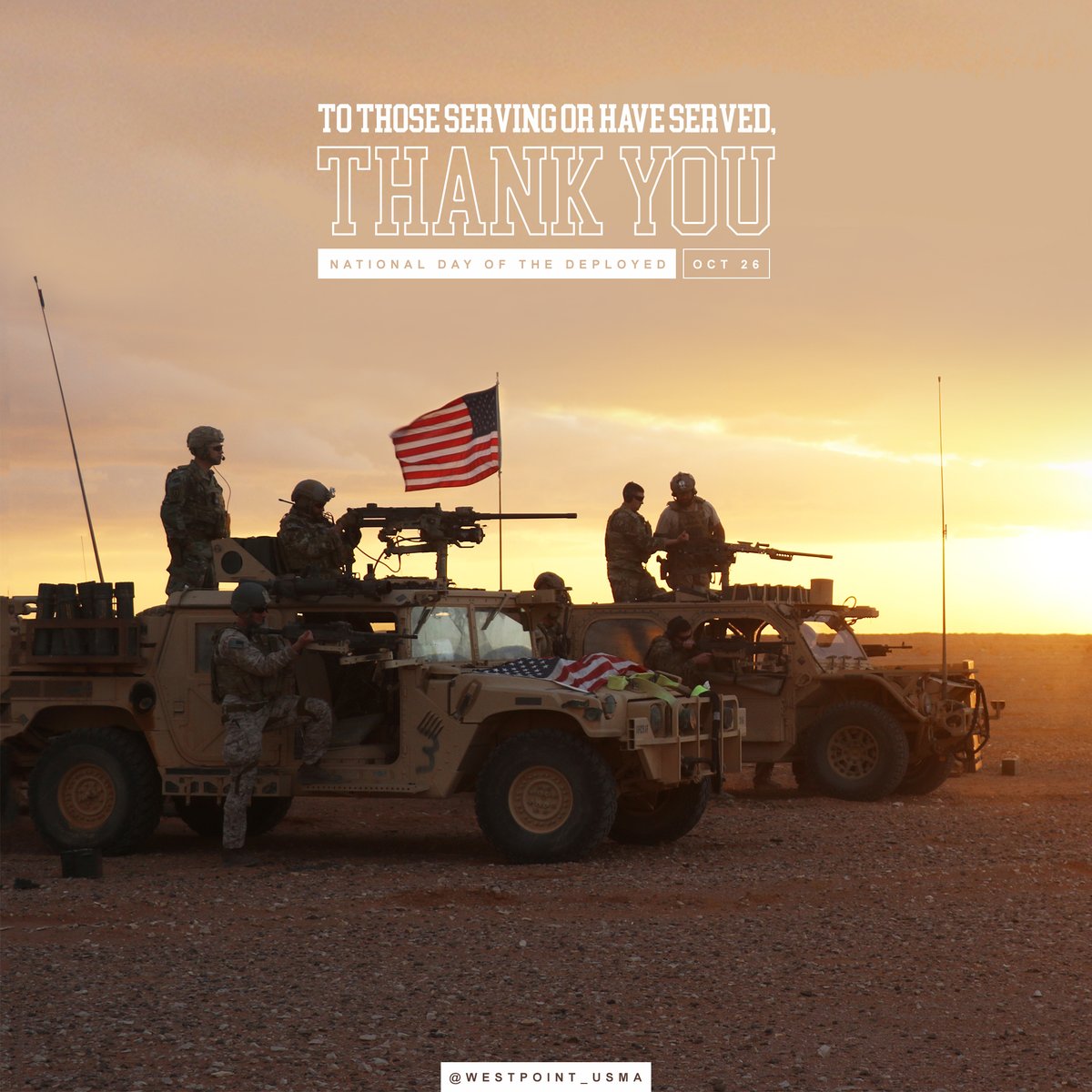 WestPoint_USMA's tweet photo. Today we honor our deployed troops and families for their bravery and sacrifices 🇺🇸 #NationalDayoftheDeployed https://t.co/KluSnaVhao