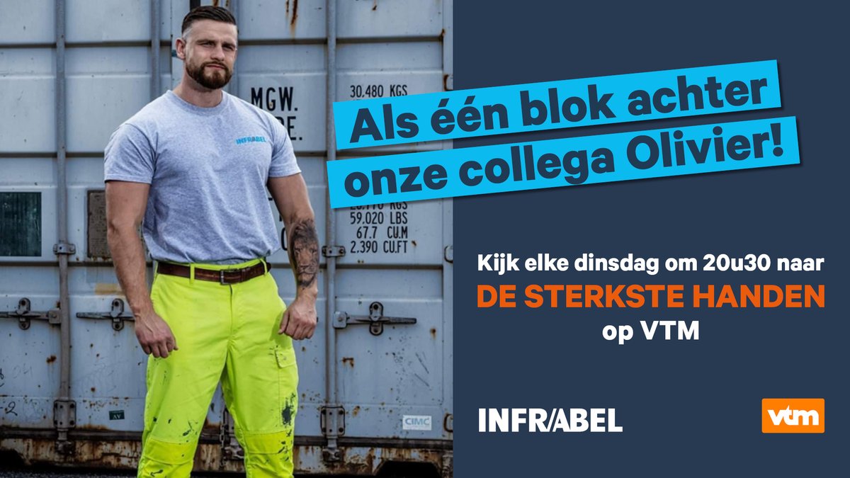Vanavond is het de eerste aflevering van het nieuwe tv-programma “De Sterkste Handen” op VTM. Onze collega Olivier Wannyn neemt voor Infrabel aan de wedstrijd deel. Go Olivier! #desterkstehanden #railway #vtm