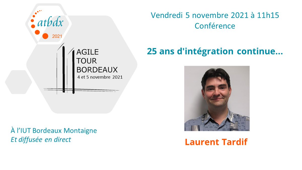 atbdx's tweet image. L'histoire de l'intégration continue #makefile #versionning #IDE #orchestrateur #docker nous apprend les bonne pratiques (et les pièges) pour en savoir plus @Ouelcum sera présent à l'#atbdx le 5 novembre "25 ans d'intégration continue"
Billets gratuits : my.weezevent.com/agile-tour-bor…