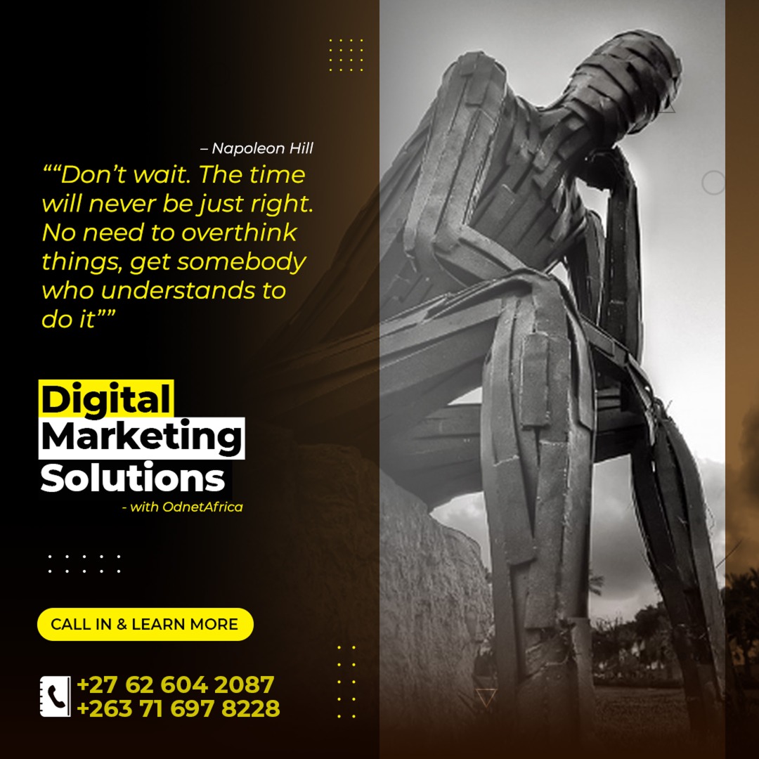 odnetafrica's tweet image. Stop overthinking and get things done  the #digitalway

#Odnetafrica #stepping into the #digitalworld

#webdesign #webdevelopment #socialmediamanagement #top-notch services #achieving better #onlinevisibility.