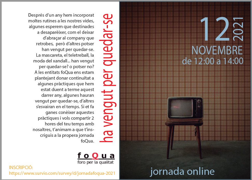CoordinadoraBPD's tweet photo. Recuperam les jornades anuals de #foQua encara que siguin telemàtiques. Unes jornades obertes a porfessionals, famílies i persones interessades en conèixer bones pràctiques a l'àmbit de la discapacitat. Vos podeu inscriure a https://t.co/glMoUJYd3D https://t.co/c5hd80iHgu