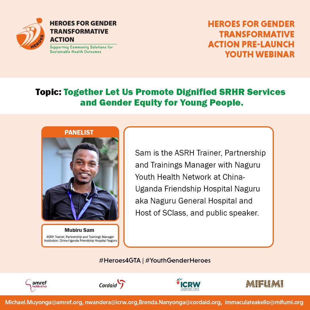 The #Heroes4GTA program will employ a socio - ecological model at individual, relational, communal and institutional level.
Register Here 👇🏿 amref.zoom.us/webinar/regist… to join the youth webinar happening today at 3 PM EAT and learn more about the program.

#YouthGenderHeroes