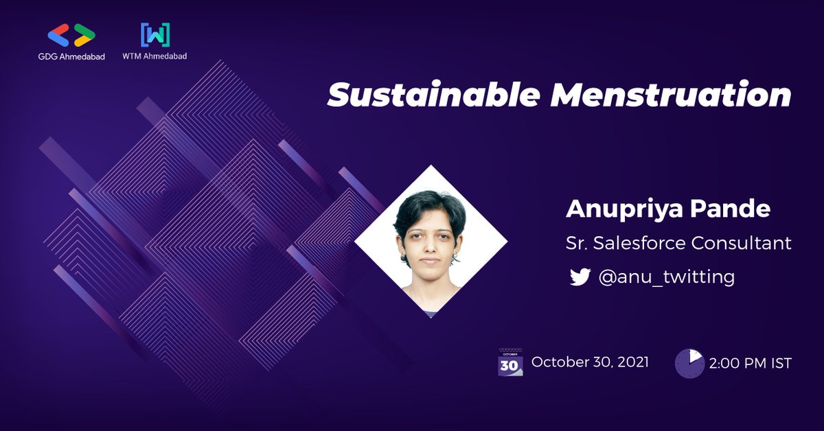 WTMAhmedabad's tweet photo. It's been a while &amp; we are back with Bang🤘It's about Sustainable #menstruation! 

You heard it right! We don't talk about it normally but let's make it our new normal with @anu_twitting🔥

RSVP: https://t.co/BppsiDg4yB
📅 30 Oct, 2021
🕑 2:00 PM IST

#periods #HealthyLiving https://t.co/cd9bs8rtau