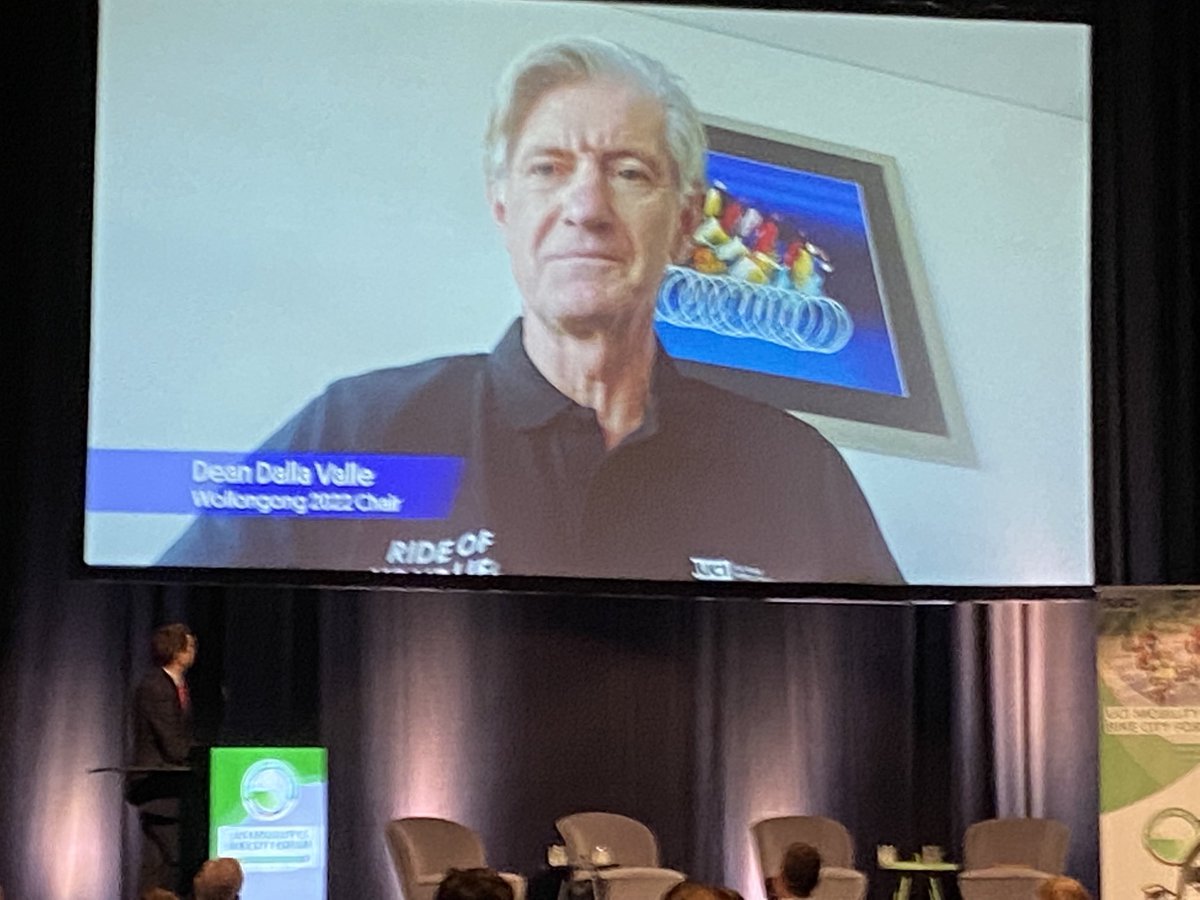 Dean Dalla Valle takker pr. videohilsen for udnævnelsen af Wollongong til UCI Bike City.