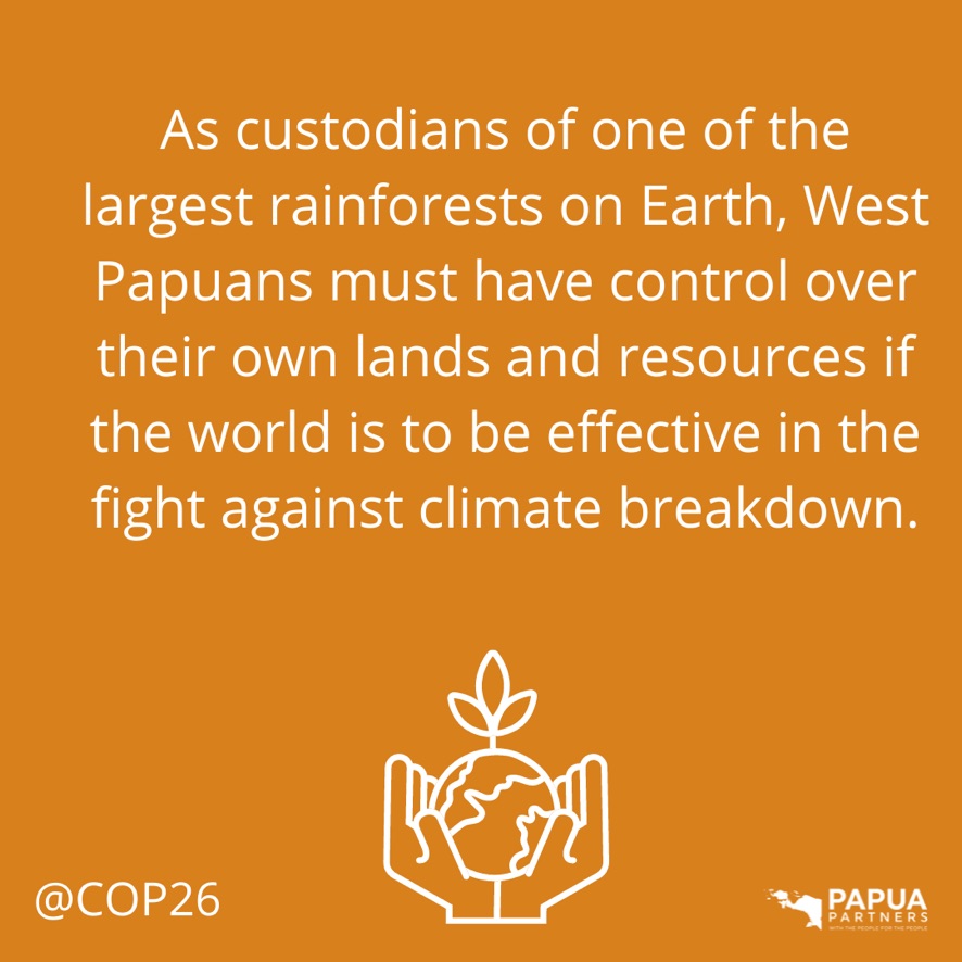 papuapartners's tweet photo. 8/8 As custodians of one of the largest rainforests on Earth, West Papuans must have control over their own lands and resources if the world is to be effective in the fight against climate breakdown #cop26 #ClimateActionNow #westPapua #IndigenousPeoples https://t.co/iwgxS5C27s